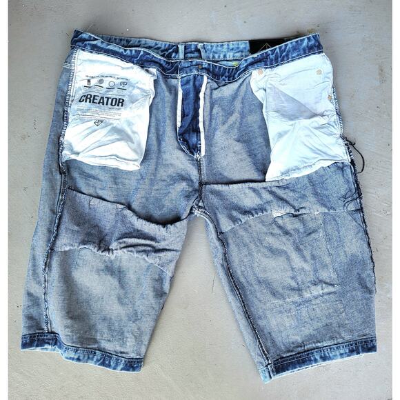 Create 2MRW Distressed Paint Spatter Jeans Shorts Men 42 NWOT Torn Embellished - Picture 13 of 15